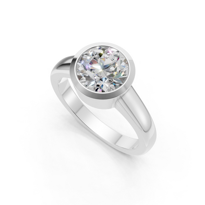 Lab Grown Diamond 2.00 CTW Bezel Set Solitaire Ring- Sterling Silver