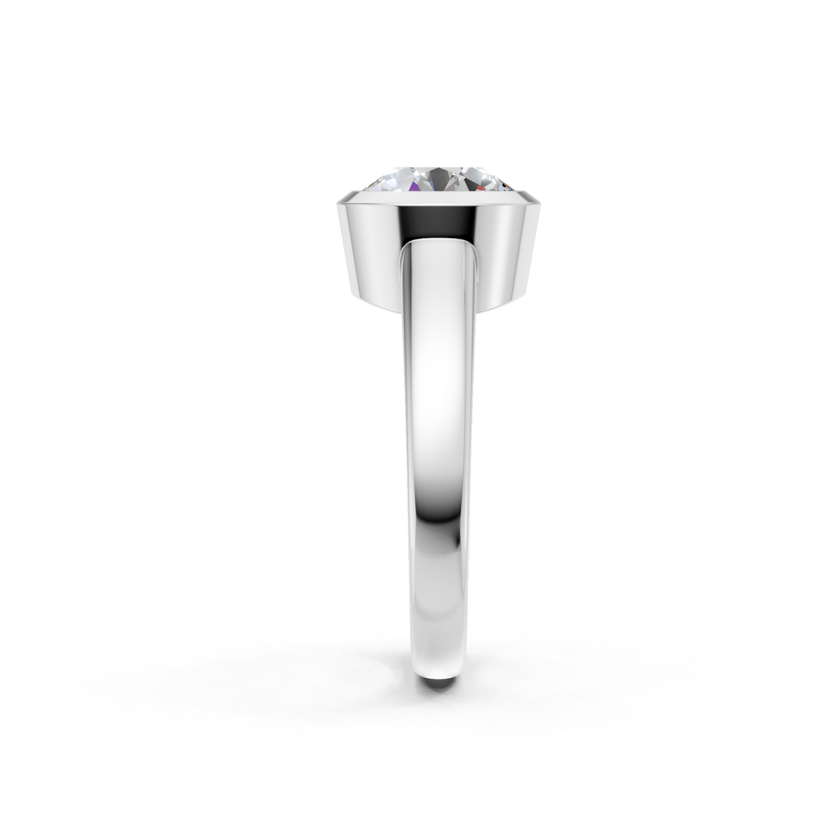 Lab Grown Diamond 2.00 CTW Bezel Set Solitaire Ring- Sterling Silver