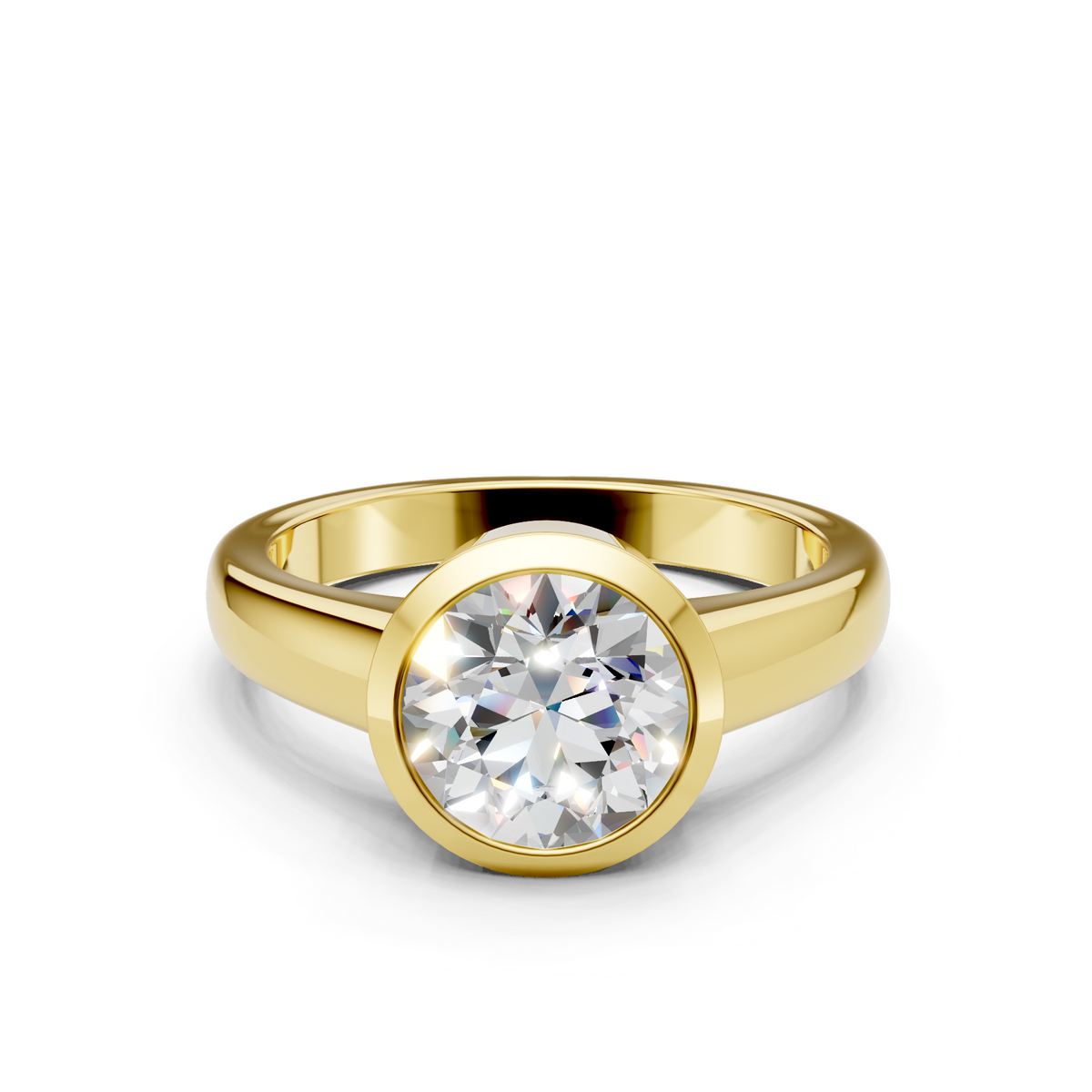 Lab Grown Diamond 2.00 CTW Bezel Set Solitaire Ring- Sterling Silver