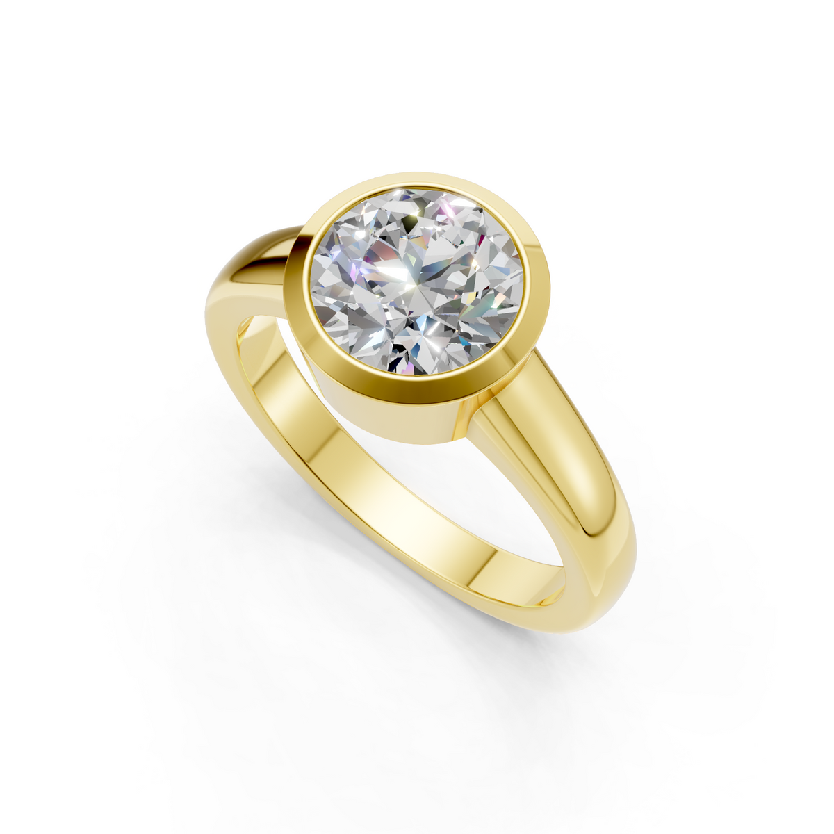 Lab Grown Diamond 2.00 CTW Bezel Set Solitaire Ring- Sterling Silver