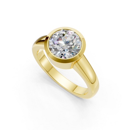 Lab Grown Diamond 2.00 CTW Bezel Set Solitaire Ring- Sterling Silver