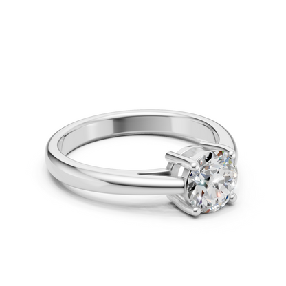 Lab Grown Diamond 1.00 CTW Round Solitaire Ring- Sterling Silver