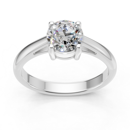 Lab Grown Diamond 1.00 CTW Round Solitaire Ring- Sterling Silver