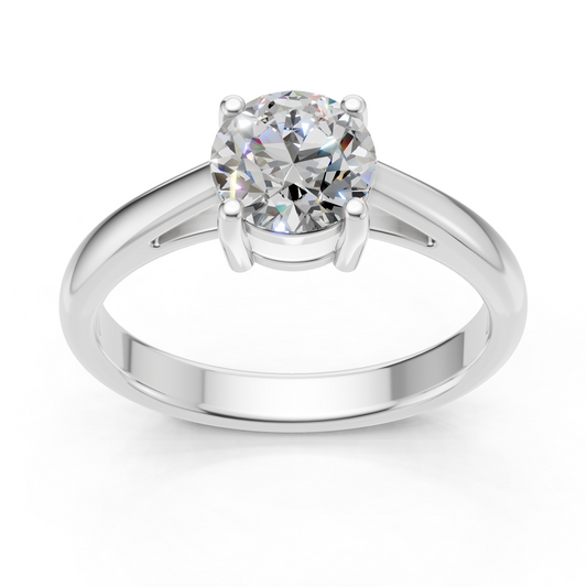 Lab-Grown Diamond Round Shape Solitaire Ring - 925 Sterling Silver