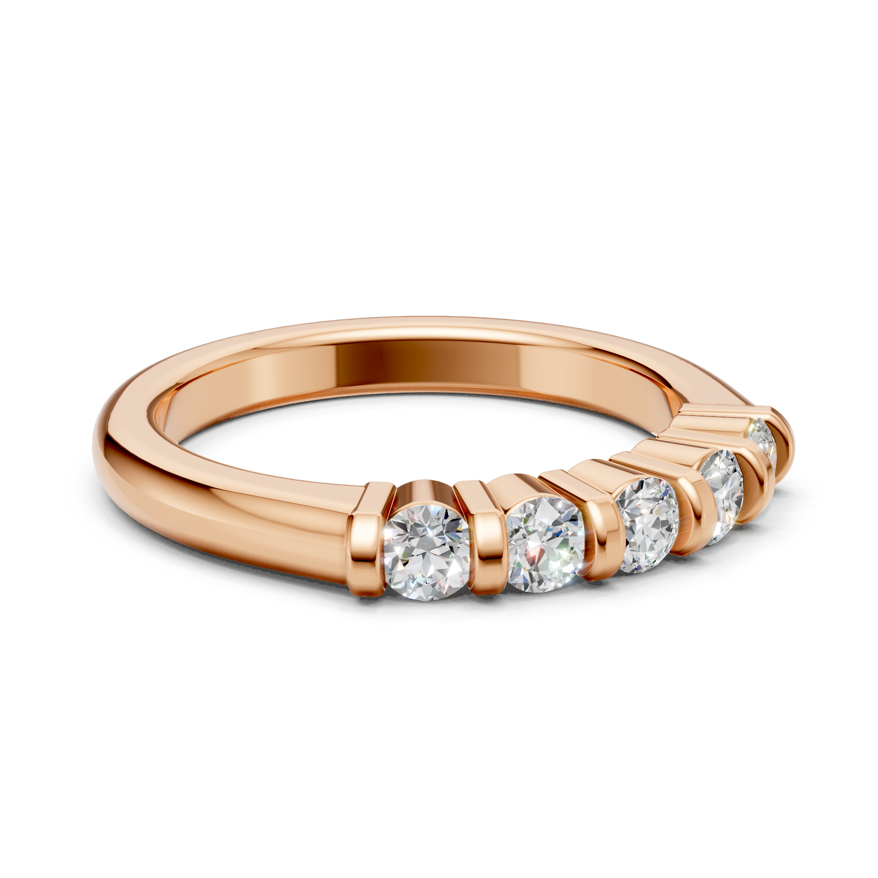 Lab Grown Diamond 0.50 CTW Round Half Eternity Ring- Sterling Silver