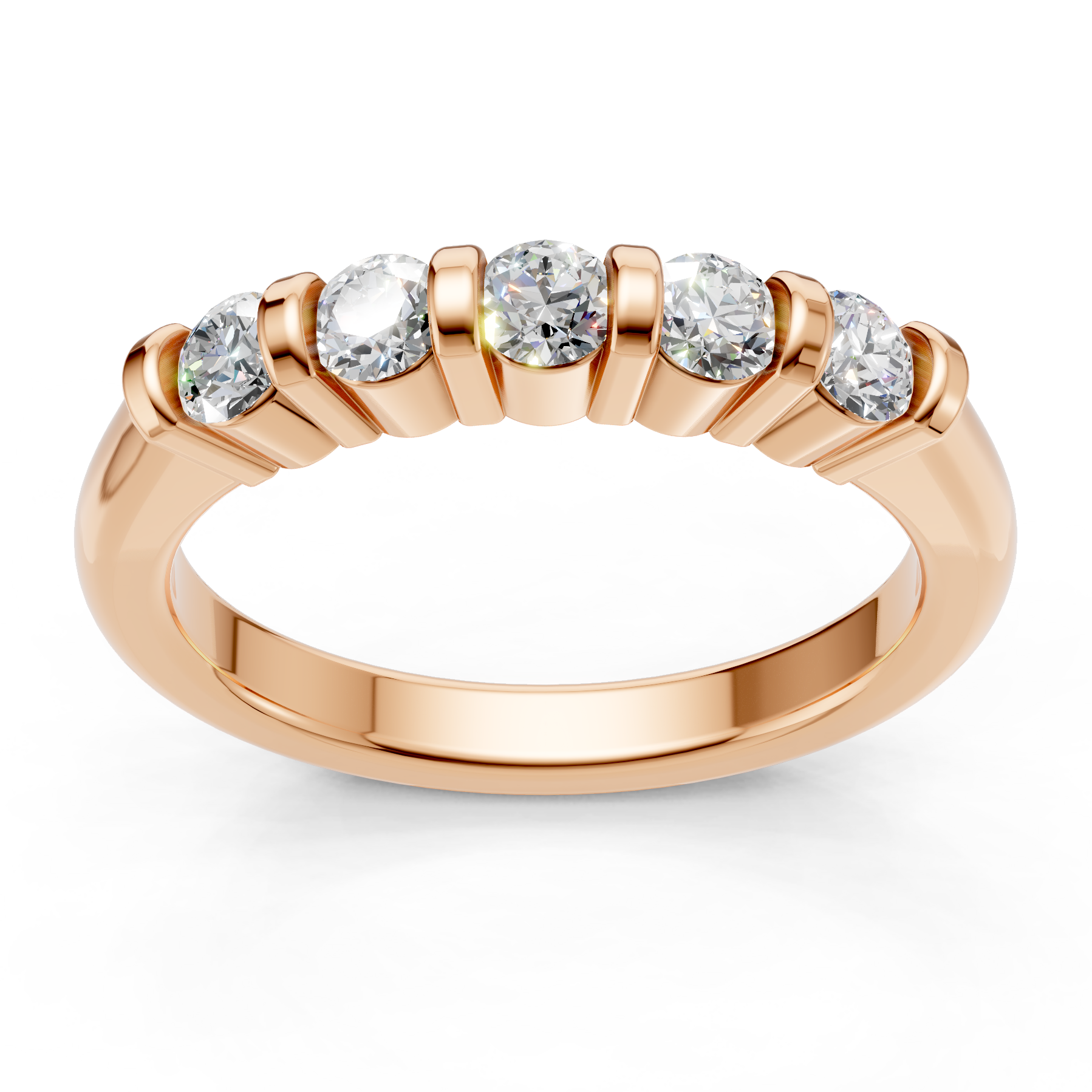 Lab Grown Diamond 0.50 CTW Round Half Eternity Ring- Sterling Silver