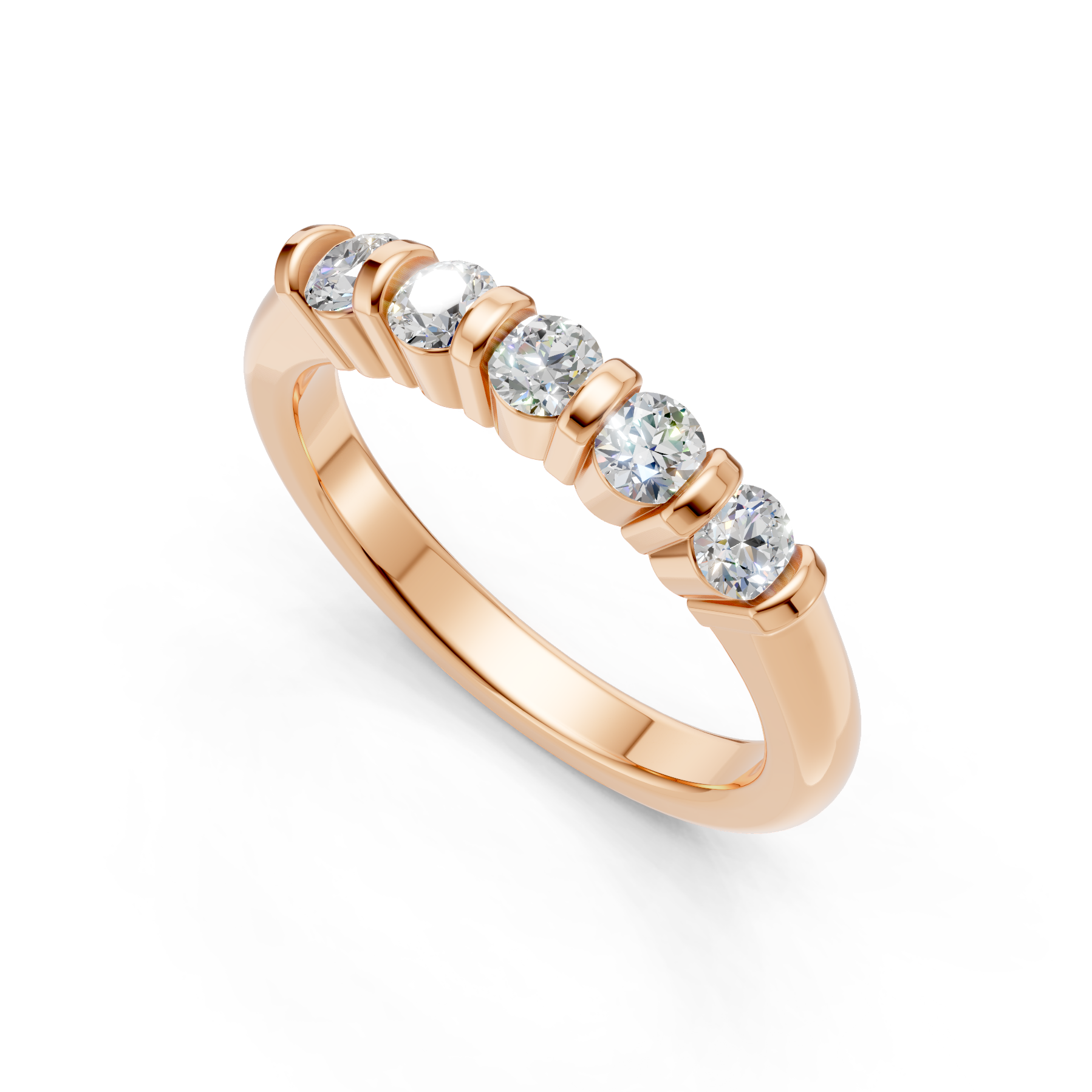 Lab Grown Diamond 0.50 CTW Round Half Eternity Ring- Sterling Silver