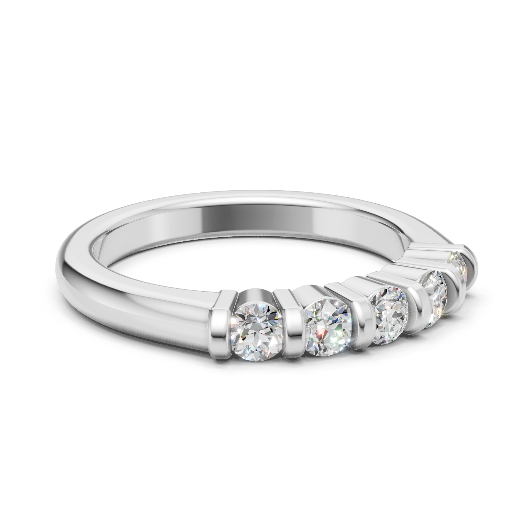 Lab Grown Diamond 0.50 CTW Round Half Eternity Ring- Sterling Silver