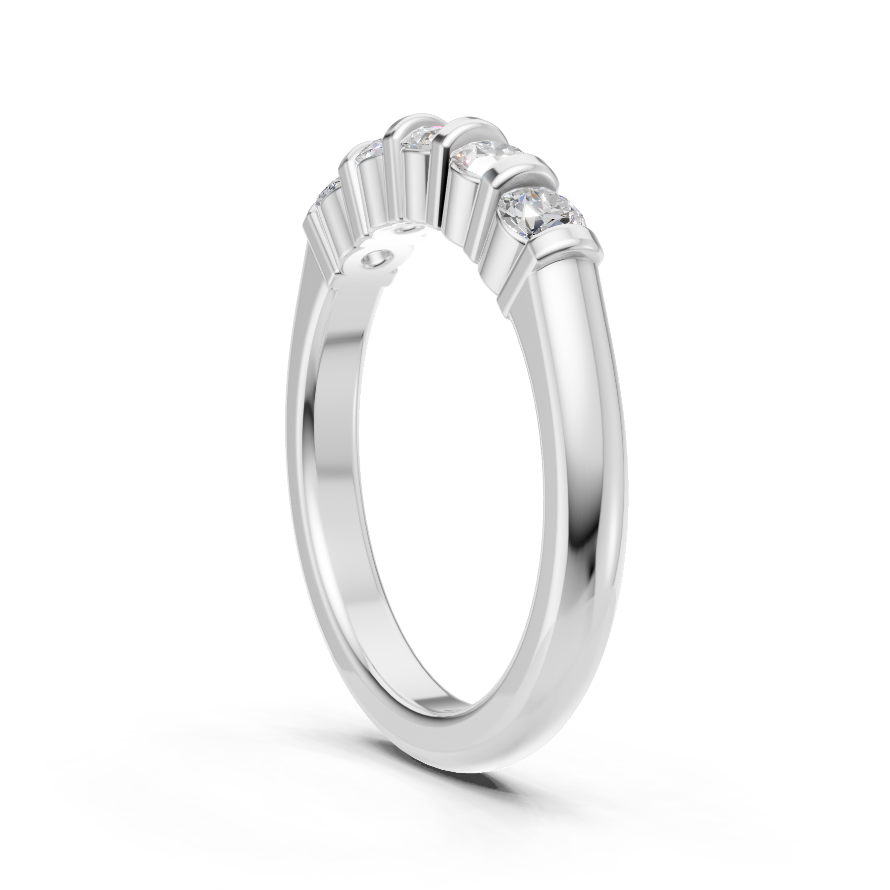 Lab Grown Diamond 0.50 CTW Round Half Eternity Ring- Sterling Silver