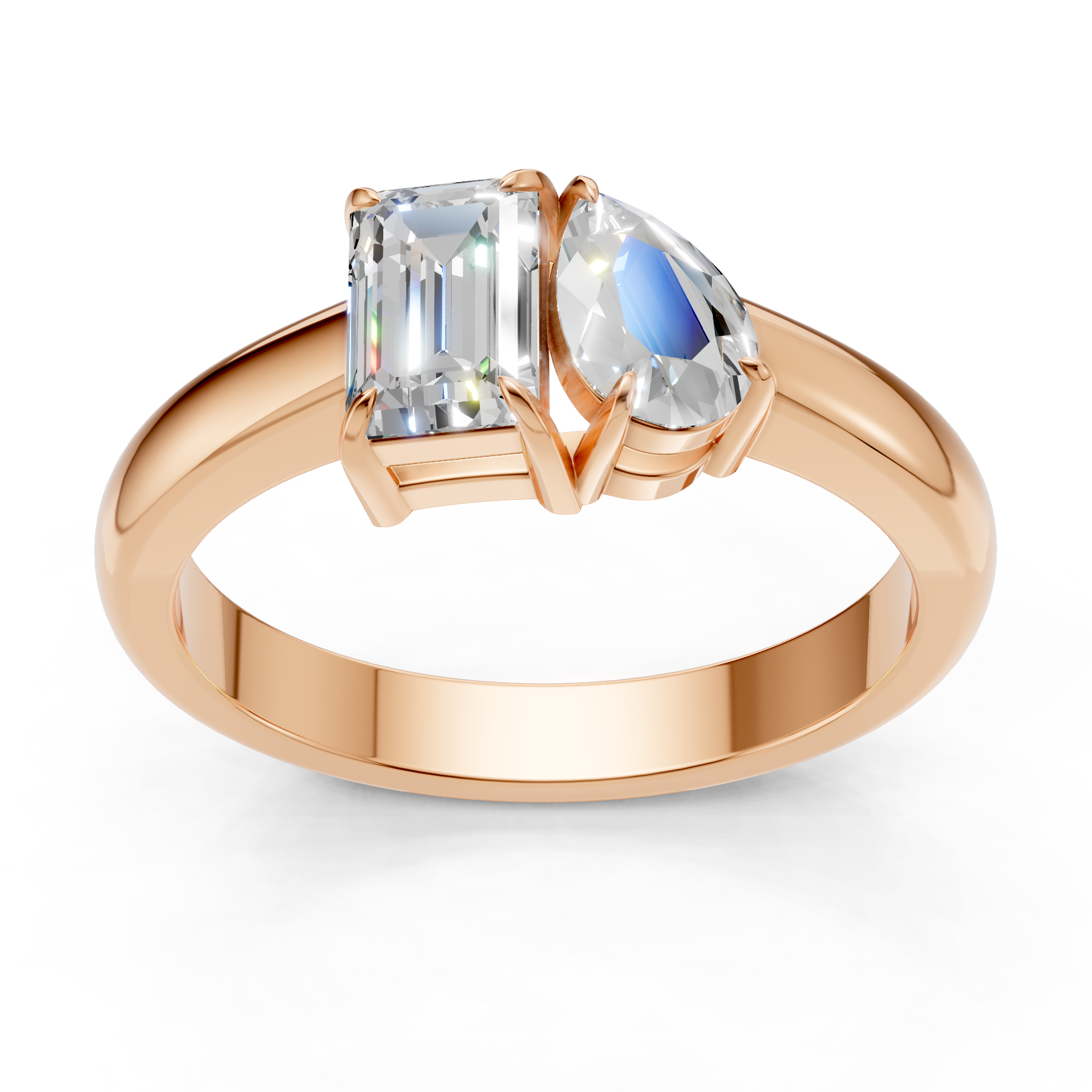 Lab Grown Diamond 1.20 CTW Two Stone Ring- Sterling Silver