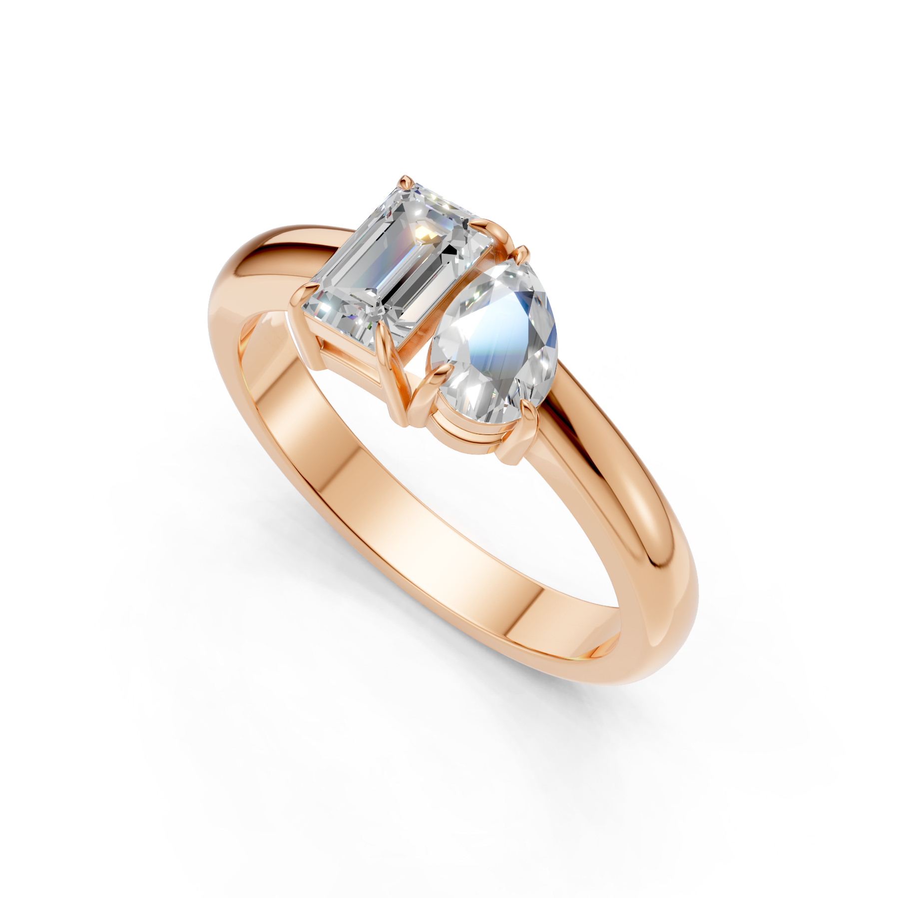 Lab Grown Diamond 1.20 CTW Two Stone Ring- Sterling Silver