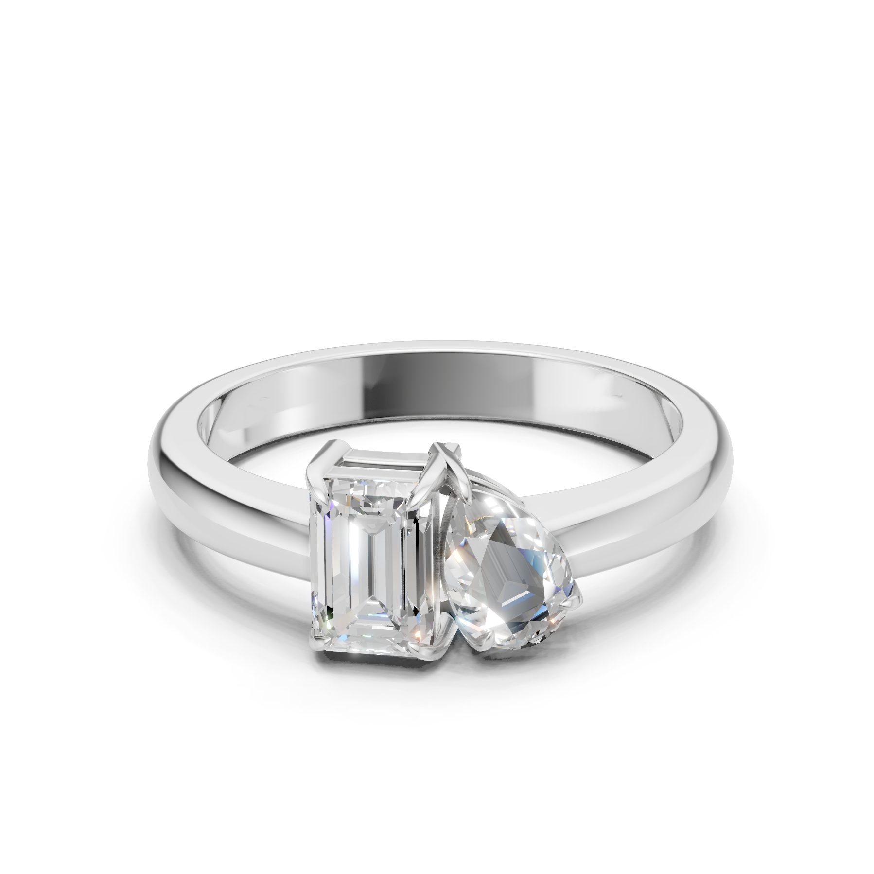 Lab Grown Diamond 1.20 CTW Two Stone Ring- Sterling Silver