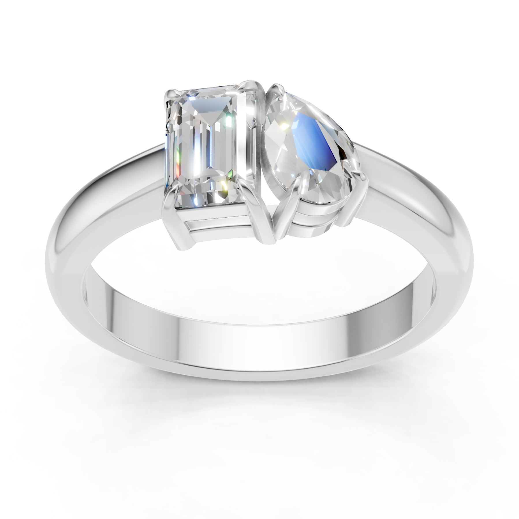 Lab Grown Diamond 1.20 CTW Two Stone Ring- Sterling Silver