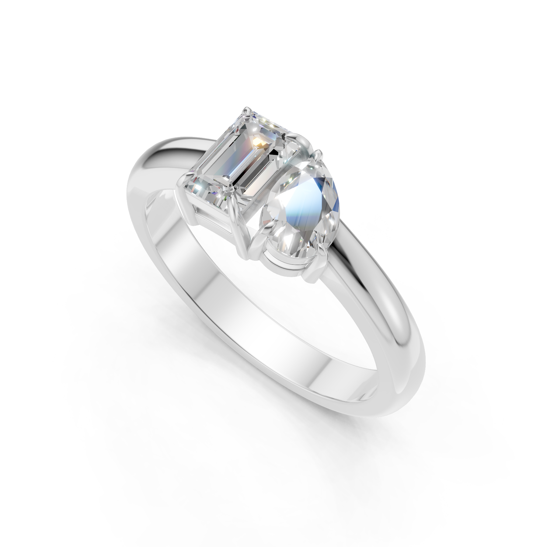Lab Grown Diamond 1.20 CTW Two Stone Ring- Sterling Silver