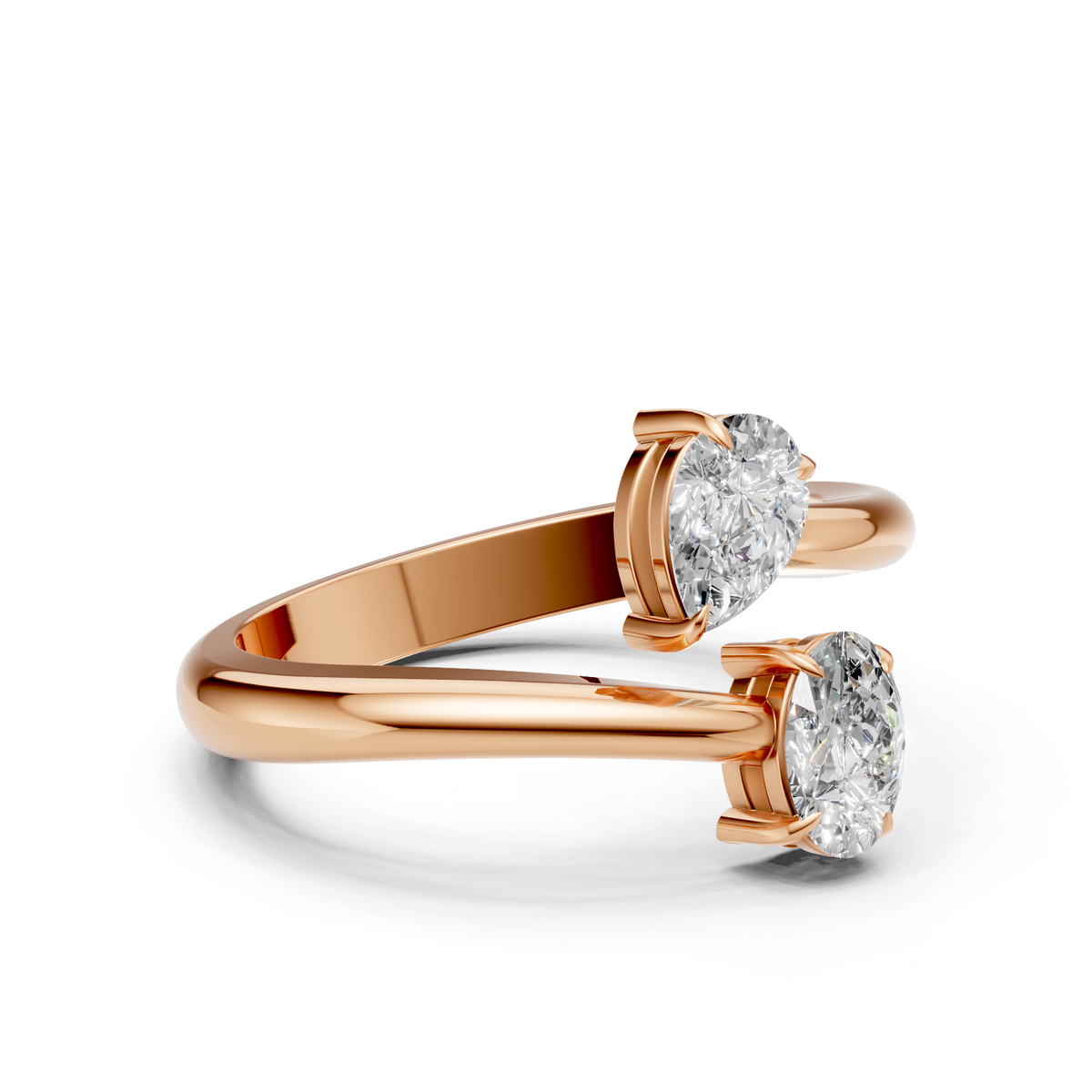 Lab Grown Diamond 1.20 CTW Two Stone Bypass Ring- Sterling Silver