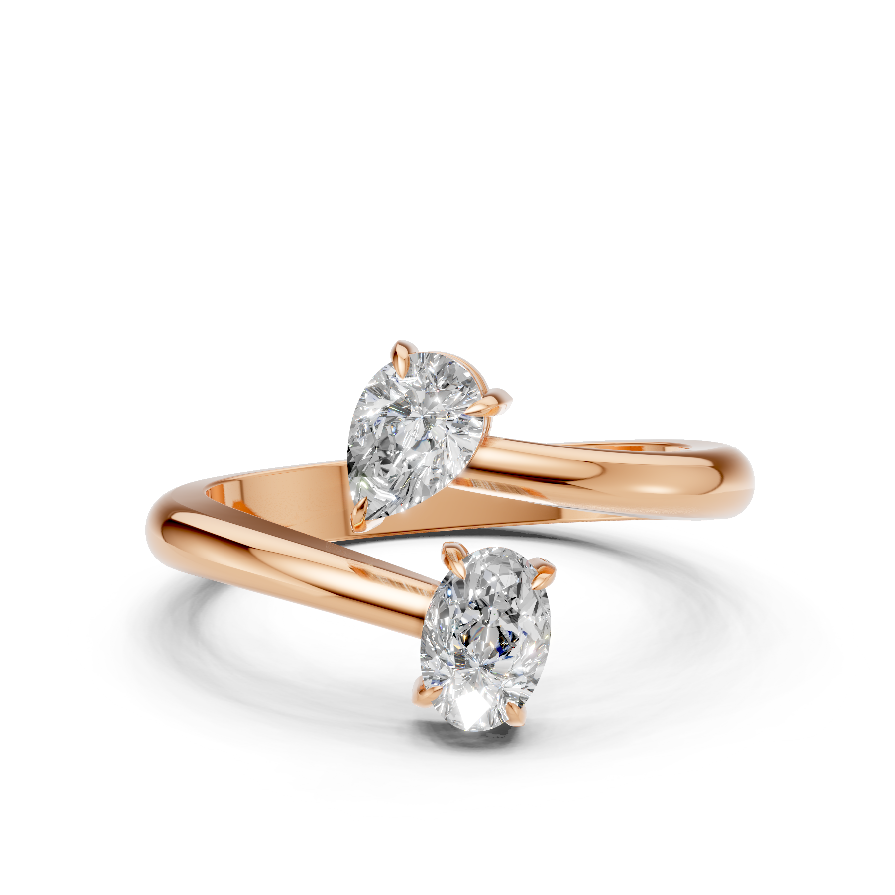 Lab Grown Diamond 1.20 CTW Two Stone Bypass Ring- Sterling Silver