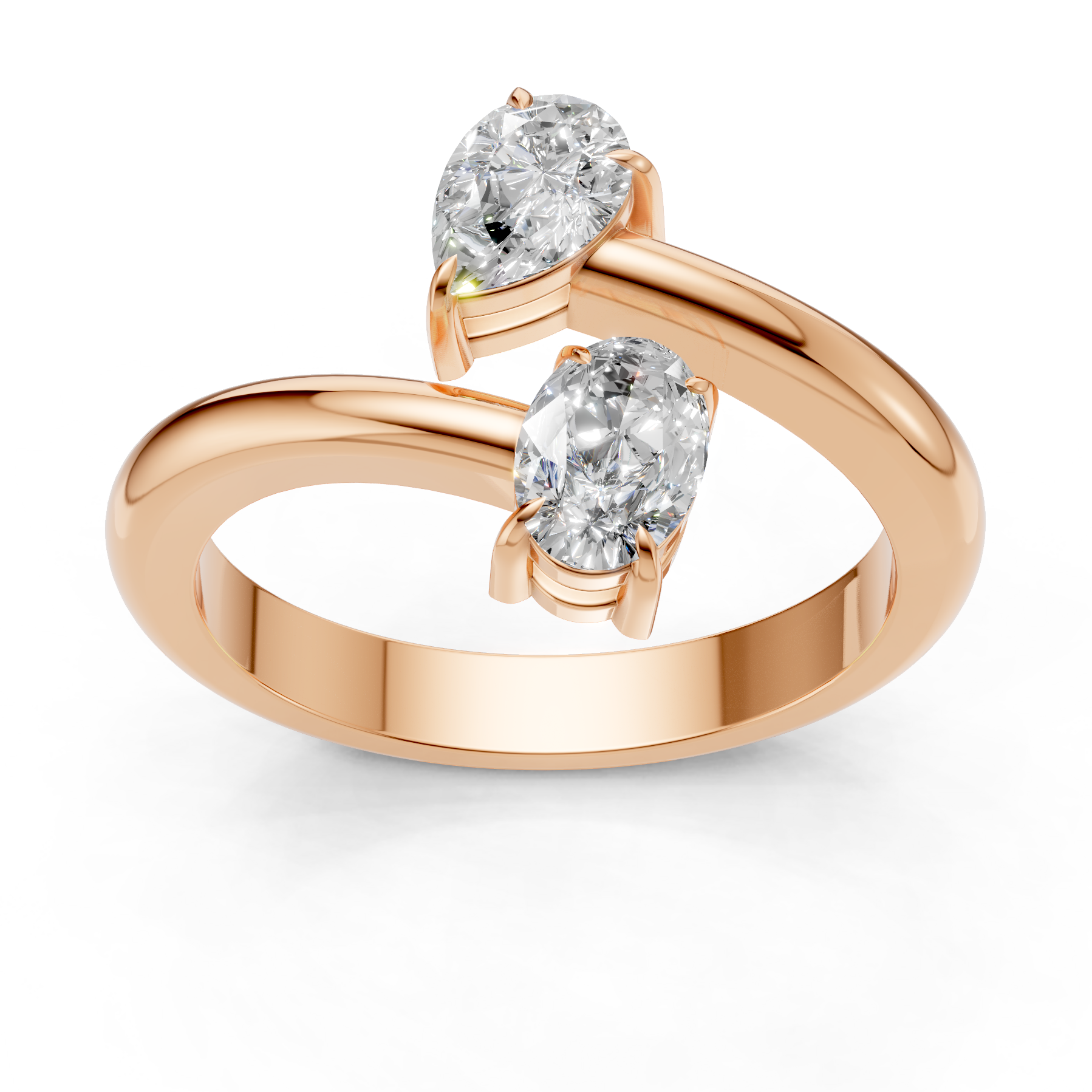 Lab Grown Diamond 1.20 CTW Two Stone Bypass Ring- Sterling Silver