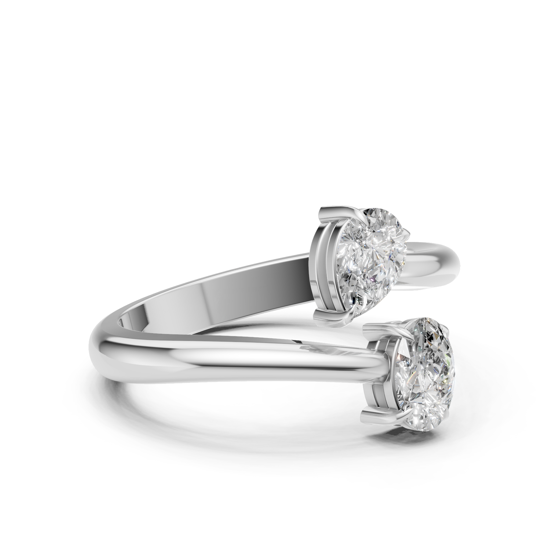 Lab Grown Diamond 1.20 CTW Two Stone Bypass Ring- Sterling Silver
