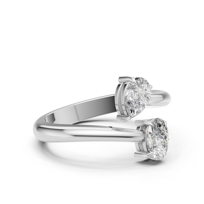 Lab Grown Diamond 1.20 CTW Two Stone Bypass Ring- Sterling Silver