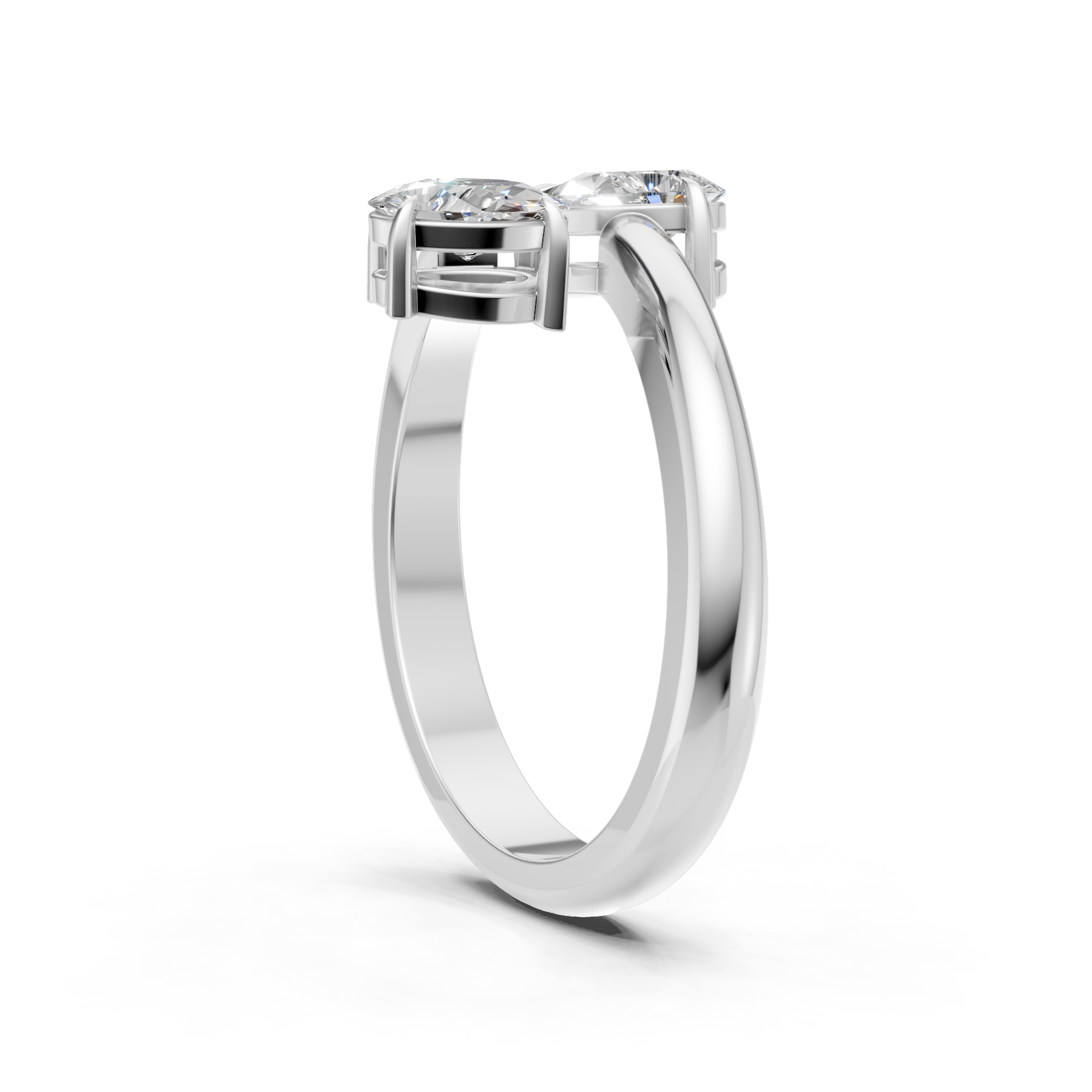 Lab Grown Diamond 1.20 CTW Two Stone Bypass Ring- Sterling Silver