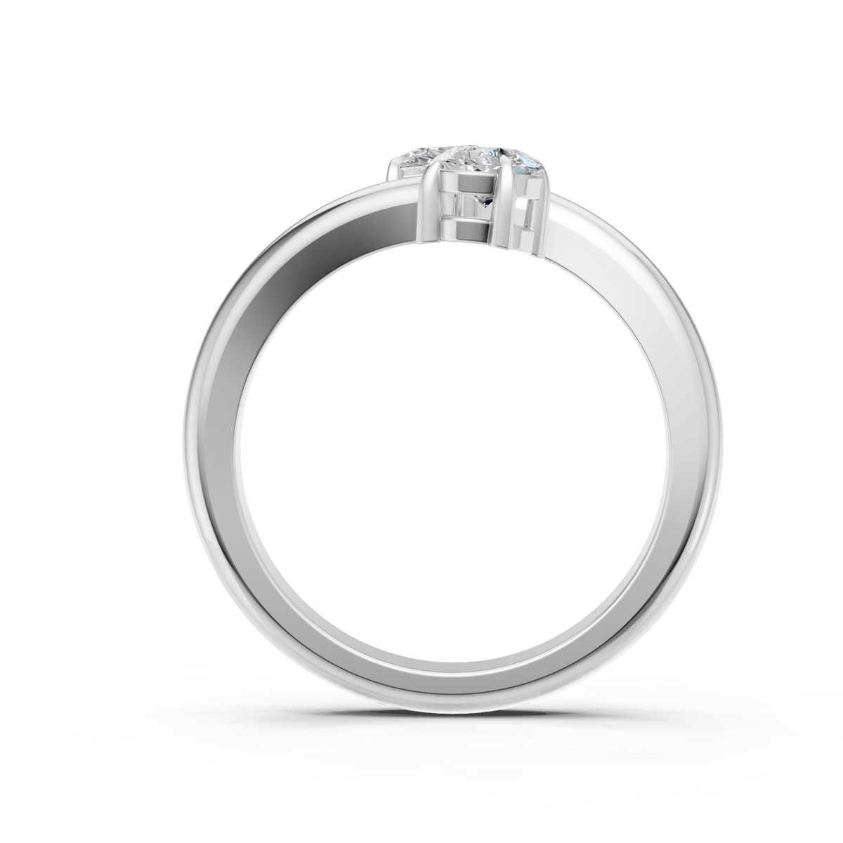 Lab Grown Diamond 1.20 CTW Two Stone Bypass Ring- Sterling Silver