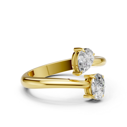 Lab Grown Diamond 1.20 CTW Two Stone Bypass Ring- Sterling Silver
