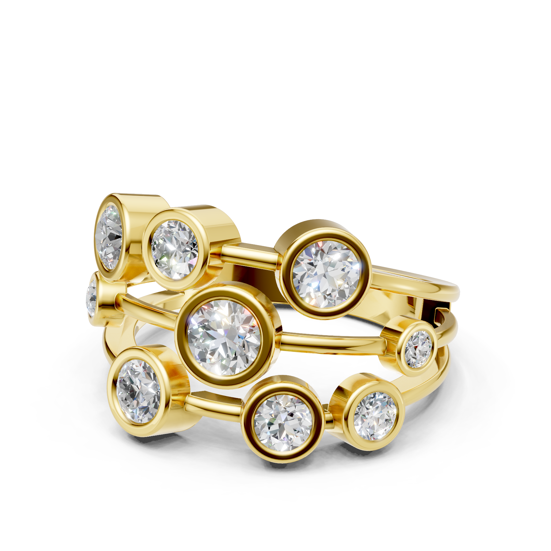 Lab Grown Diamond 1.05 CTW Round Bezel Cluster Ring- Sterling Silver