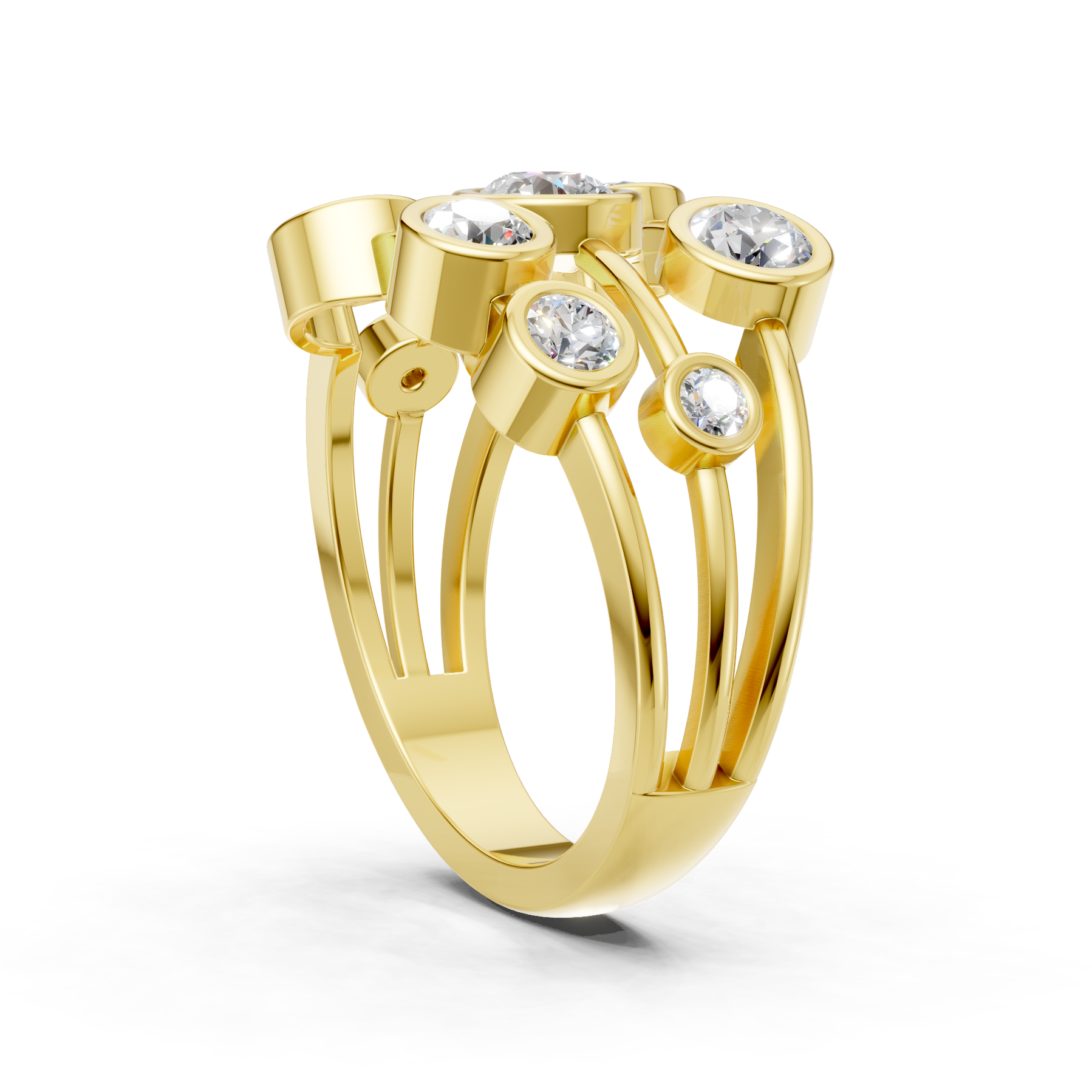 Lab Grown Diamond 1.05 CTW Round Bezel Cluster Ring- Sterling Silver