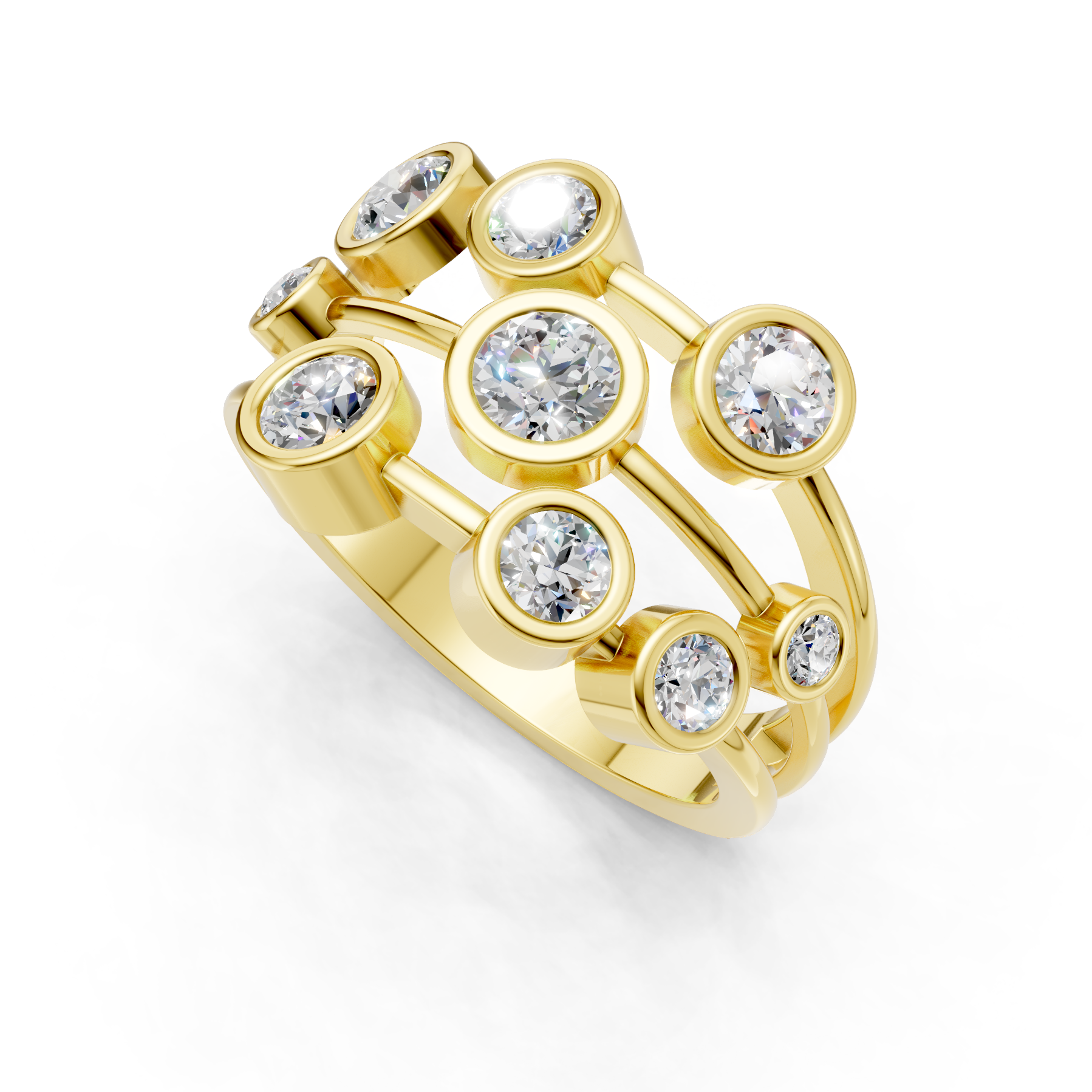 Lab Grown Diamond 1.05 CTW Round Bezel Cluster Ring- Sterling Silver