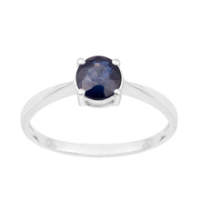 Load image into Gallery viewer, Round-Cut Blue Sapphire Solitaire Ring – Sterling Silver
