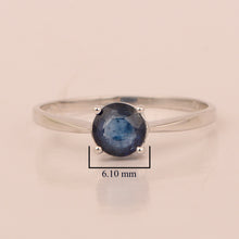 Load image into Gallery viewer, Round-Cut Blue Sapphire Solitaire Ring – Sterling Silver
