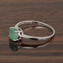 Load image into Gallery viewer, Emerald Classic Solitaire Design Ring – Sterling Silver
