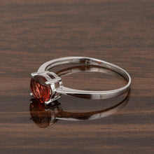 Load image into Gallery viewer, Garnet Solitaire Ring – Sterling Silver
