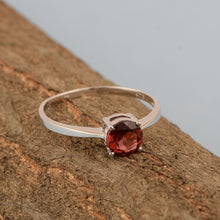 Load image into Gallery viewer, Garnet Solitaire Ring – Sterling Silver
