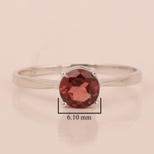 Load image into Gallery viewer, Garnet Solitaire Ring – Sterling Silver
