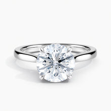 Load image into Gallery viewer, Tapered Classic Hidden Halo Round Diamond Engagement Ring
