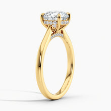 Load image into Gallery viewer, Tapered Classic Hidden Halo Round Diamond Engagement Ring
