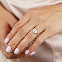 Load image into Gallery viewer, Tapered Classic Hidden Halo Round Diamond Engagement Ring
