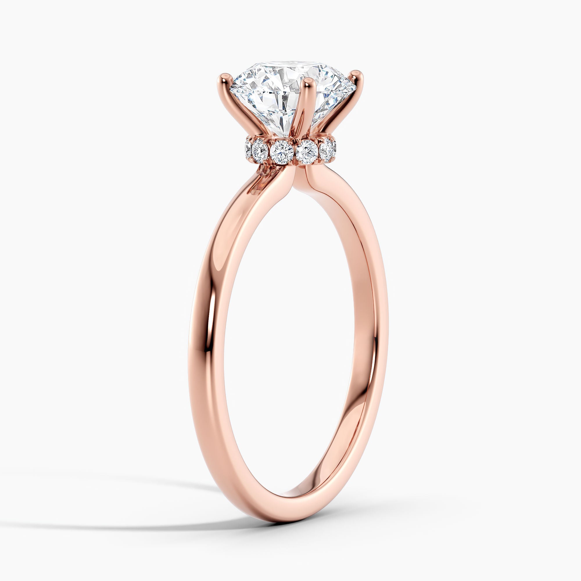 Classic Ribbon Round Diamond Halo Engagement Ring