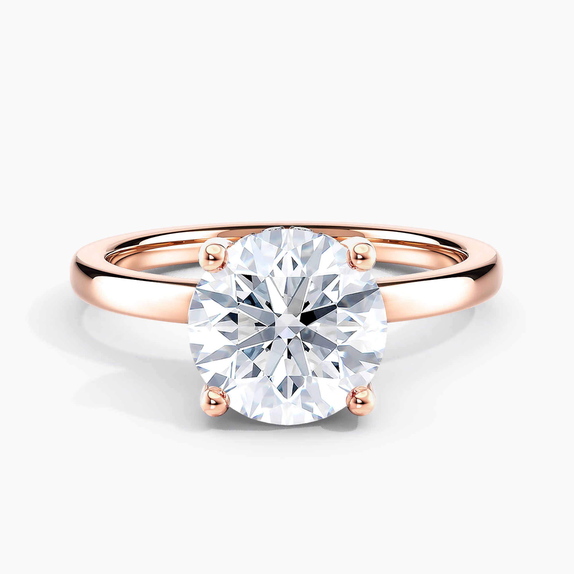Classic Hidden Round Diamond Halo Solitaire Engagement Ring
