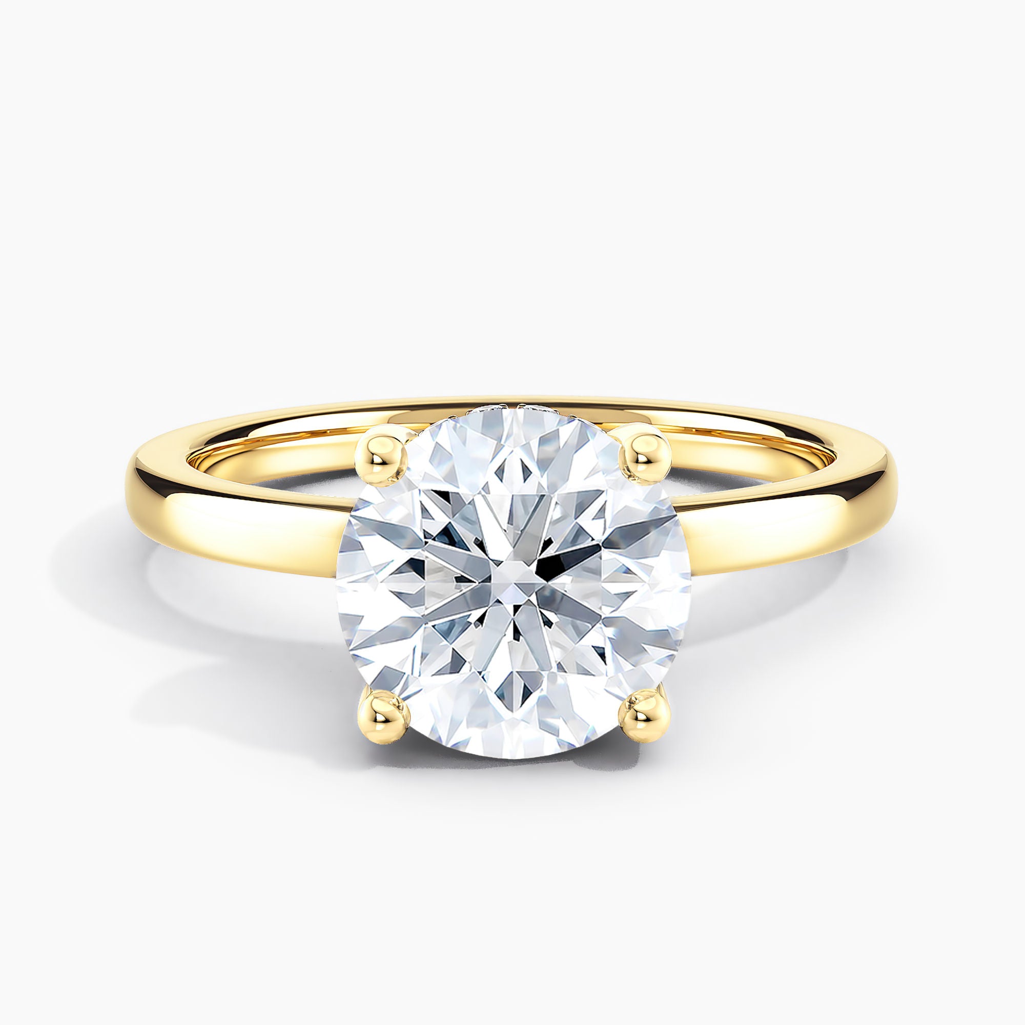 Classic Hidden Round Diamond Halo Solitaire Engagement Ring