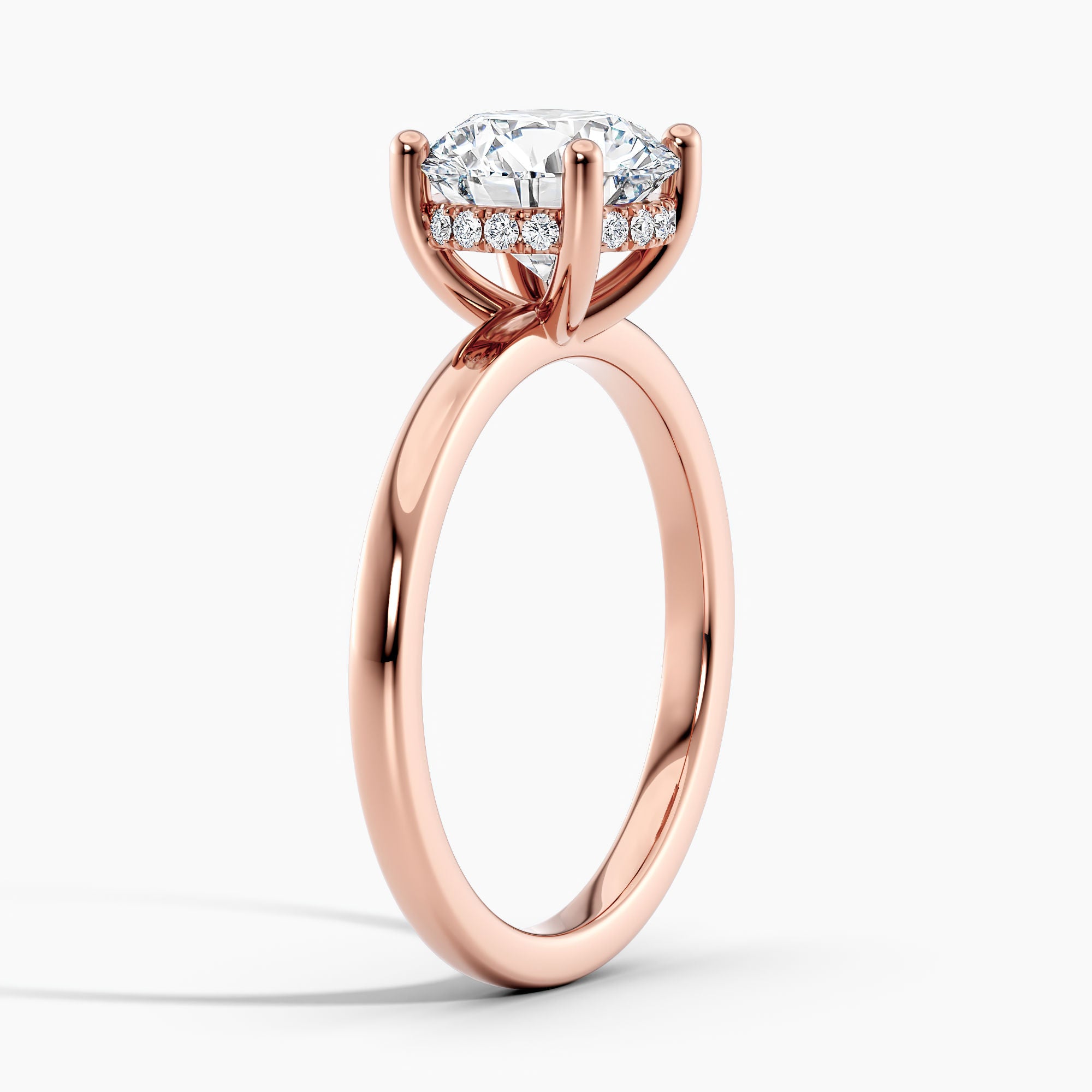 Classic Hidden Round Diamond Halo Solitaire Engagement Ring