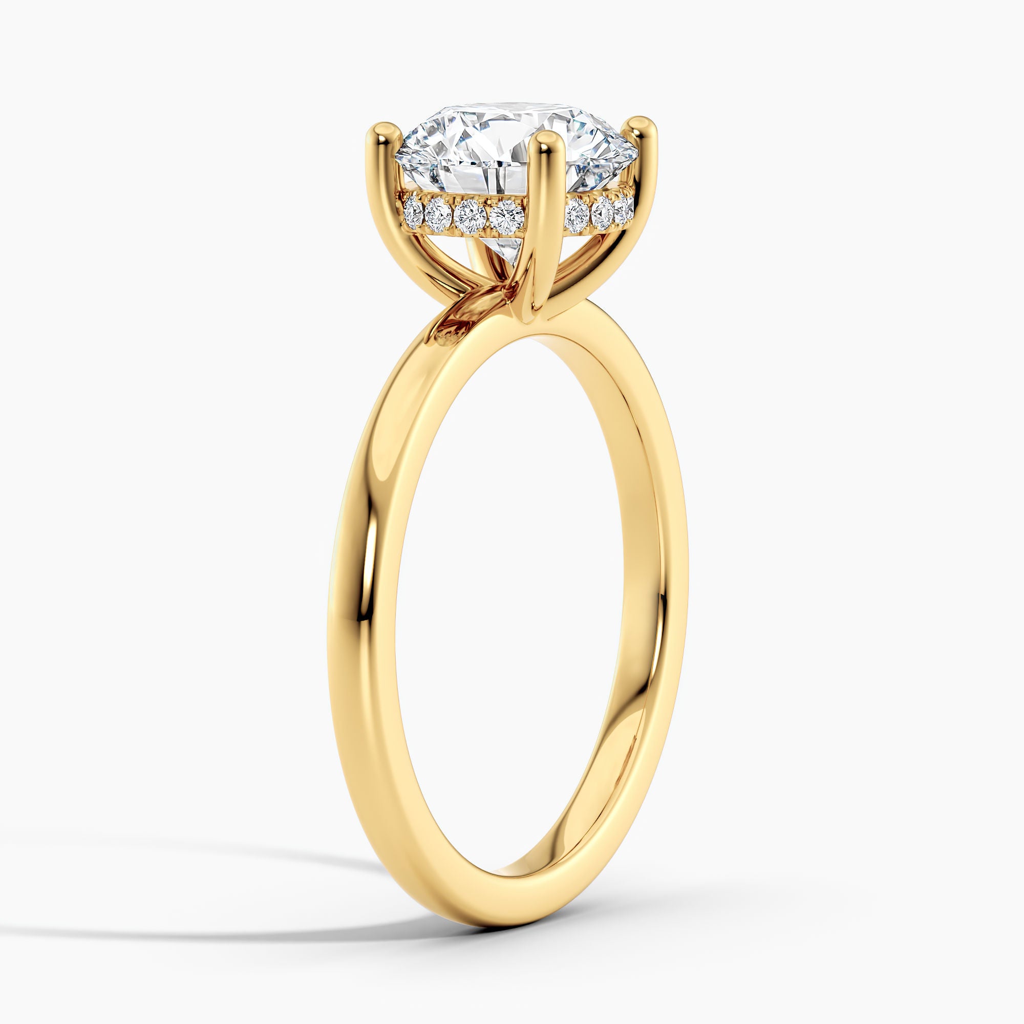 Classic Hidden Round Diamond Halo Solitaire Engagement Ring