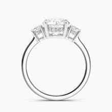 Load image into Gallery viewer, Tapered Three Stone Round Diamond Hidden Halo Engagement Ring
