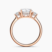 Load image into Gallery viewer, Tapered Three Stone Round Diamond Hidden Halo Engagement Ring
