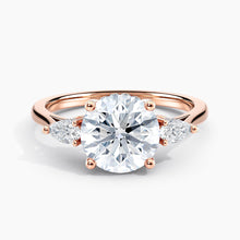 Load image into Gallery viewer, Petite Modern Three Stone Round Diamond Hidden Halo Engagement Ring
