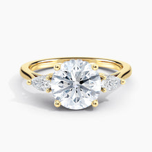 Load image into Gallery viewer, Petite Modern Three Stone Round Diamond Hidden Halo Engagement Ring
