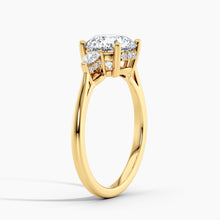 Load image into Gallery viewer, Petite Modern Three Stone Round Diamond Hidden Halo Engagement Ring
