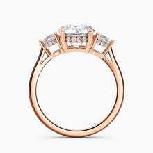 Load image into Gallery viewer, Petite Modern Three Stone Round Diamond Hidden Halo Engagement Ring
