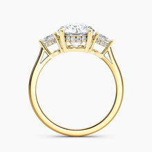Load image into Gallery viewer, Petite Modern Three Stone Round Diamond Hidden Halo Engagement Ring
